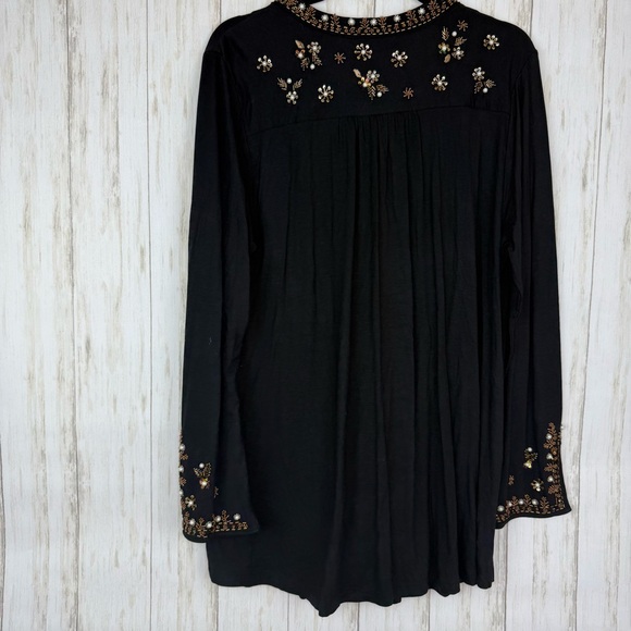 Soft Surroundings NWT XL Festa Black Embellished Top - Picture 12 of 12